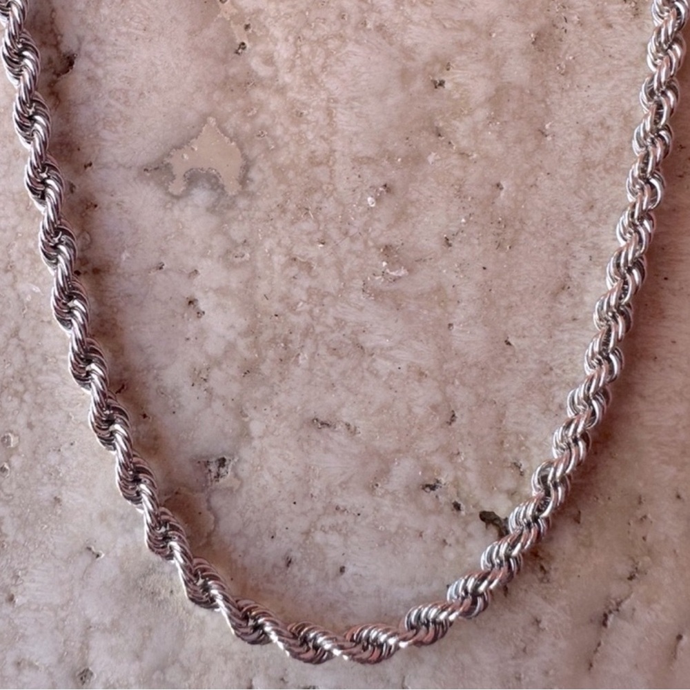14k White Gold Rope Necklace Chain 24 inches long